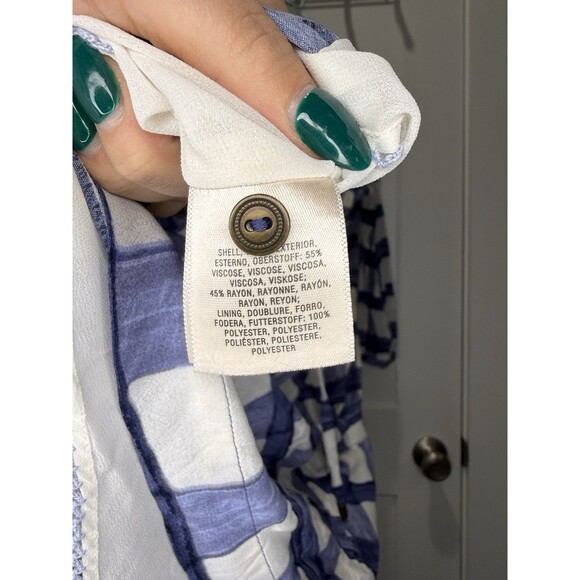 Anthropologie Maeve Devery Blue Plaid Tie Shirt Dress Large Windowpane Pockets - Picture 6 of 8